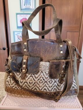 Myra Bag Cherish Brown Leather & Rug Tote Bag